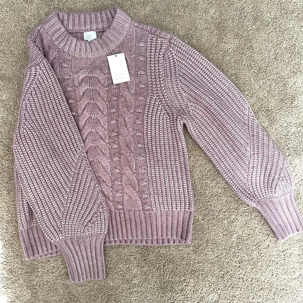 NWT A New Day Women’s Mauve Cable Knit Mock Neck Sweater - Size Small